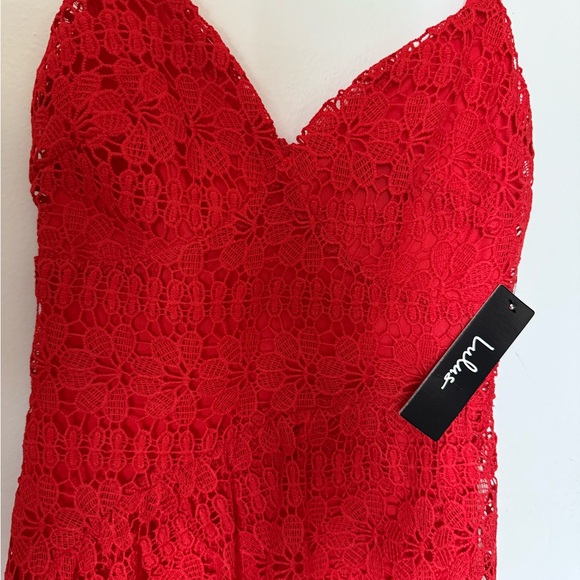 Lulu's Vibrant Red Lace Dress - Picture 2 of 4